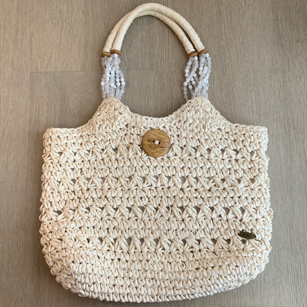 Cappelli Straworld Boho Straw Weaved Beaded Bag